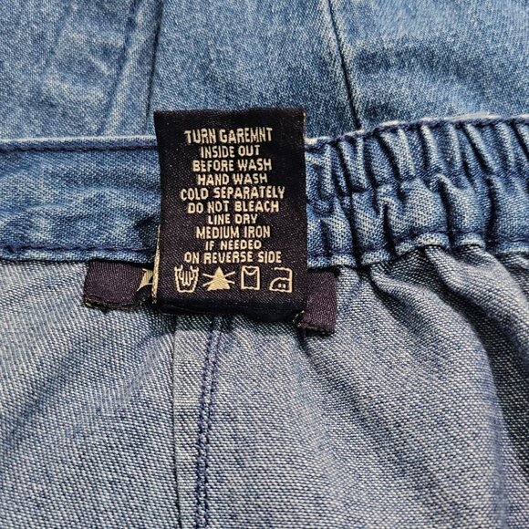 VTG Denim & Co Sz Large Floral Embroidered Maxi Denim Skirt Pockets Blue Jean - Picture 9 of 9